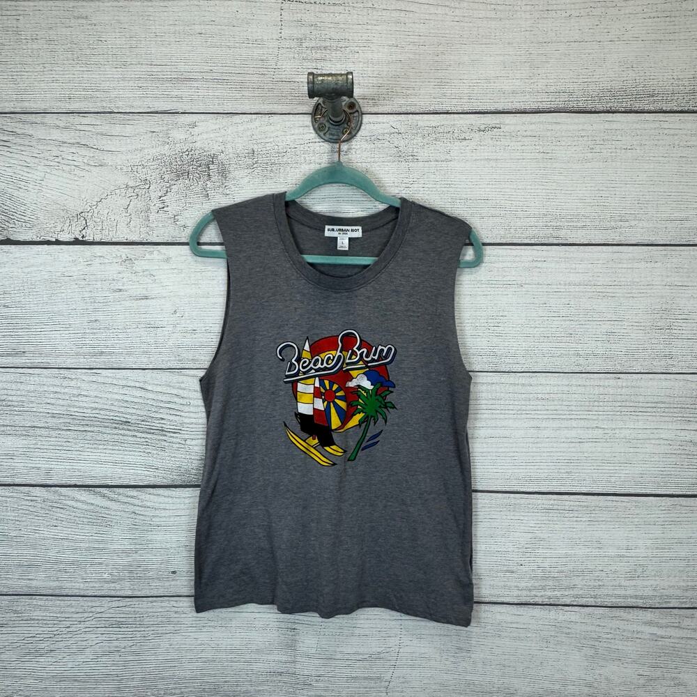 Sub Urban Riot Women's Gray Beach Bum Graphic Tank Size Large
